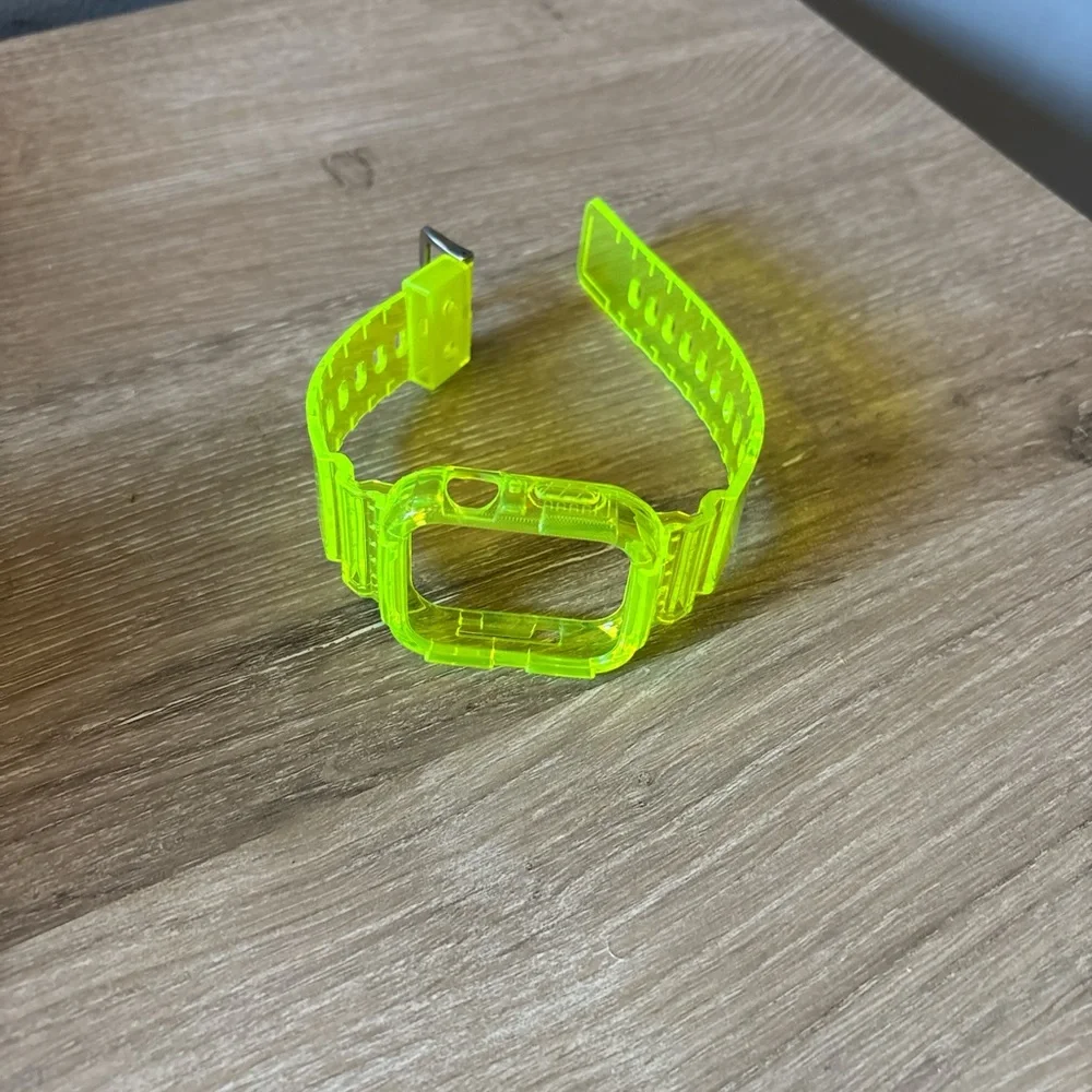 Neon green yellow Apple Watch replacement band and case